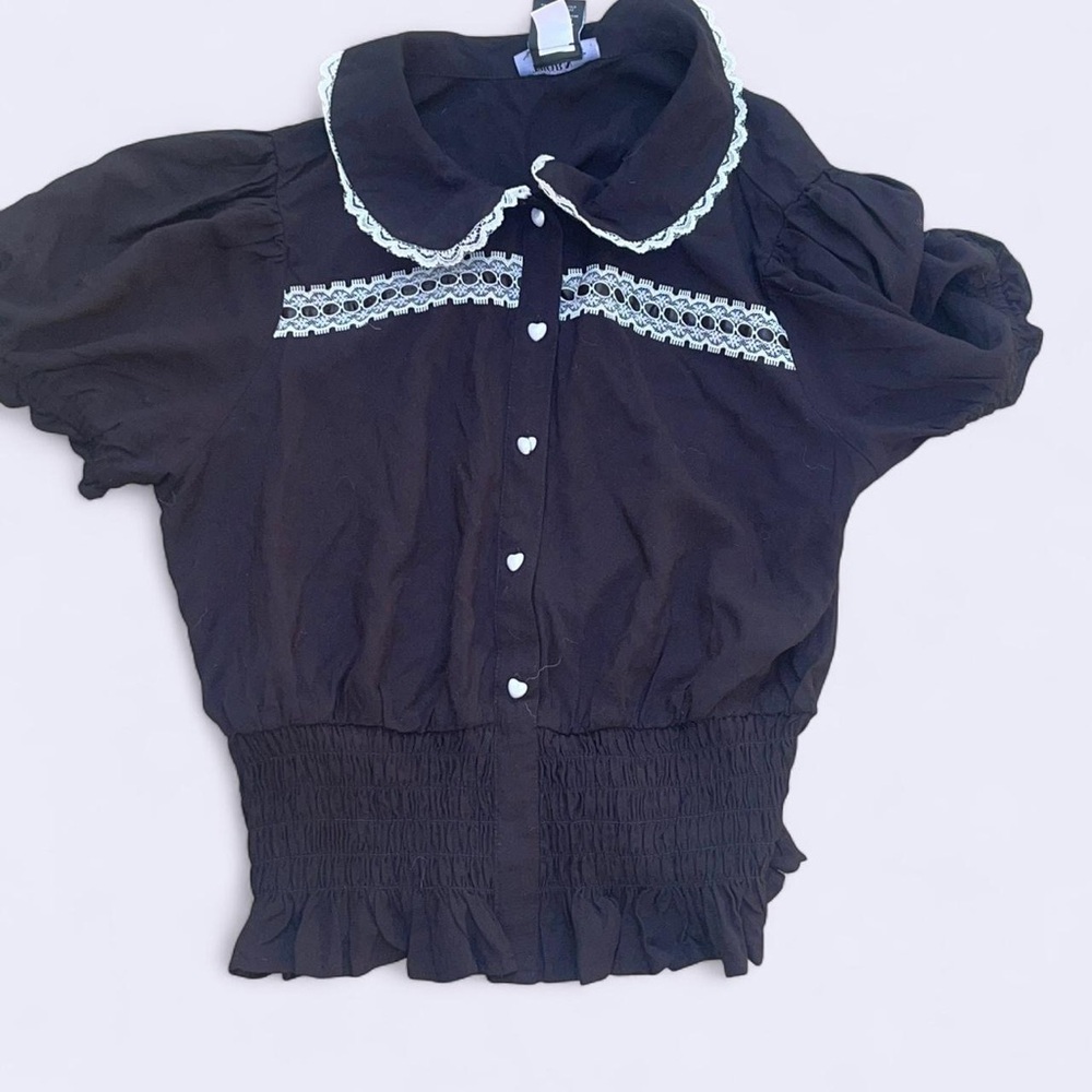 Black Ruffled Women's Top